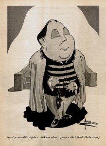 Karikatura: Nezval v Maskované milence (1941)